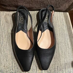 Franco Sarto Sling Back Black Flats. Leather Upper. Size 8M